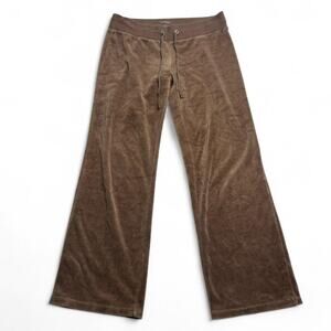 Brown velour wide leg lowrise sweatpants waist Size XS New York Company coquette